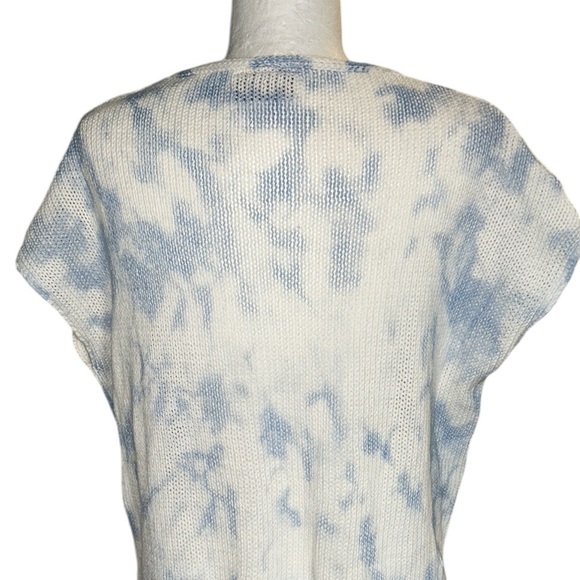 Wooden Ships Blue & White Tie Dye Printed Oversized Short Sleeve Knit Sweater XS - Picture 7 of 11